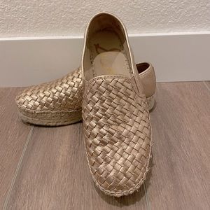 Sam Edelman slip ons in rose gold.